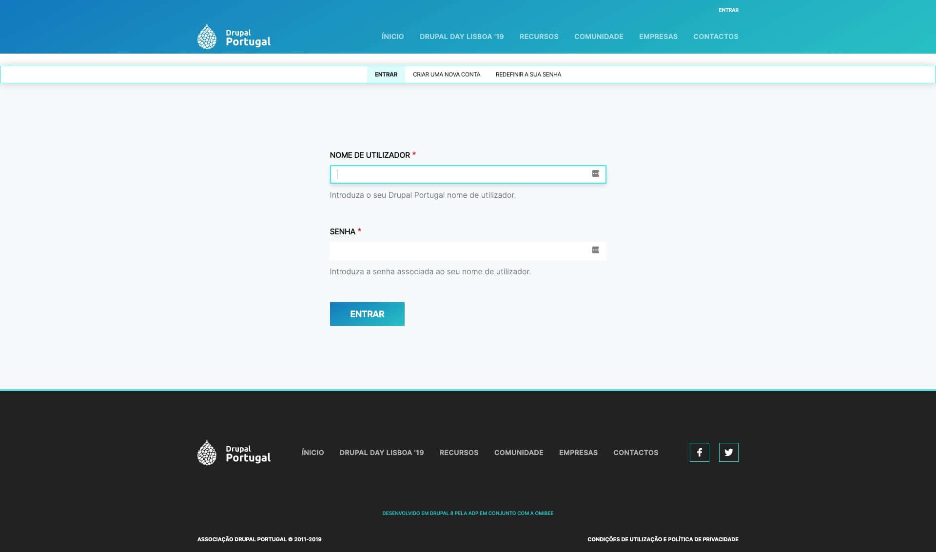Login page