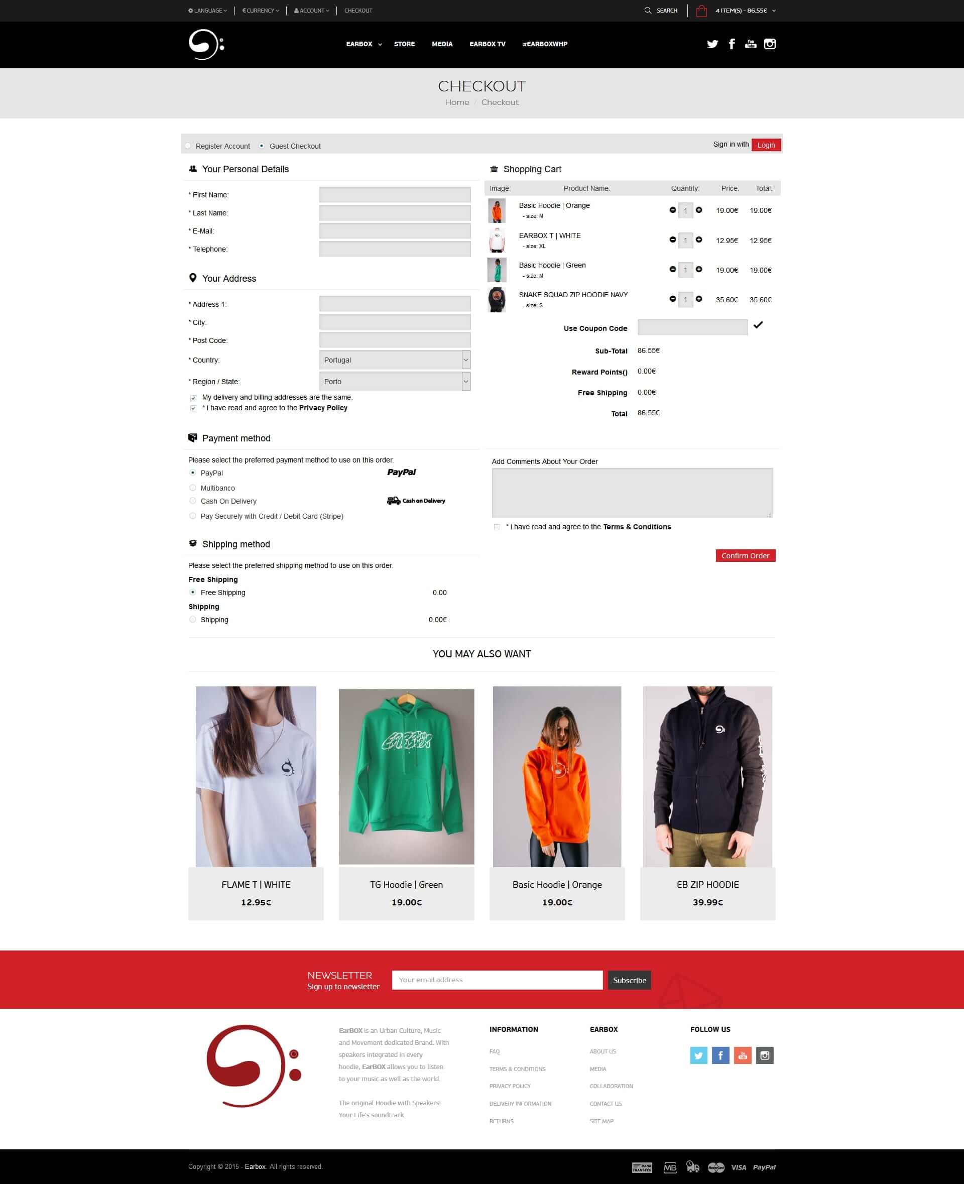 Checkout page