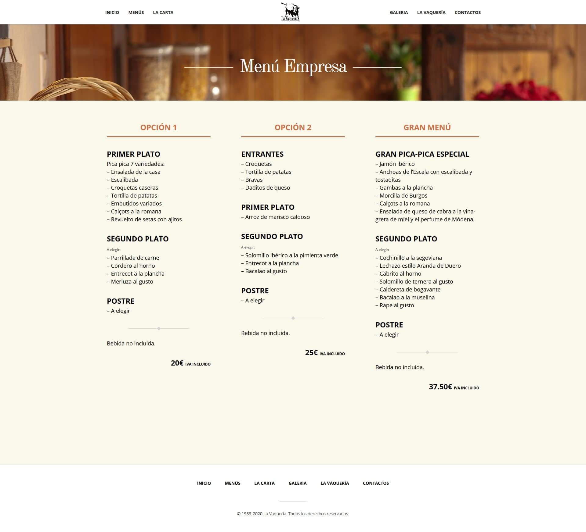 Menú Empresa page