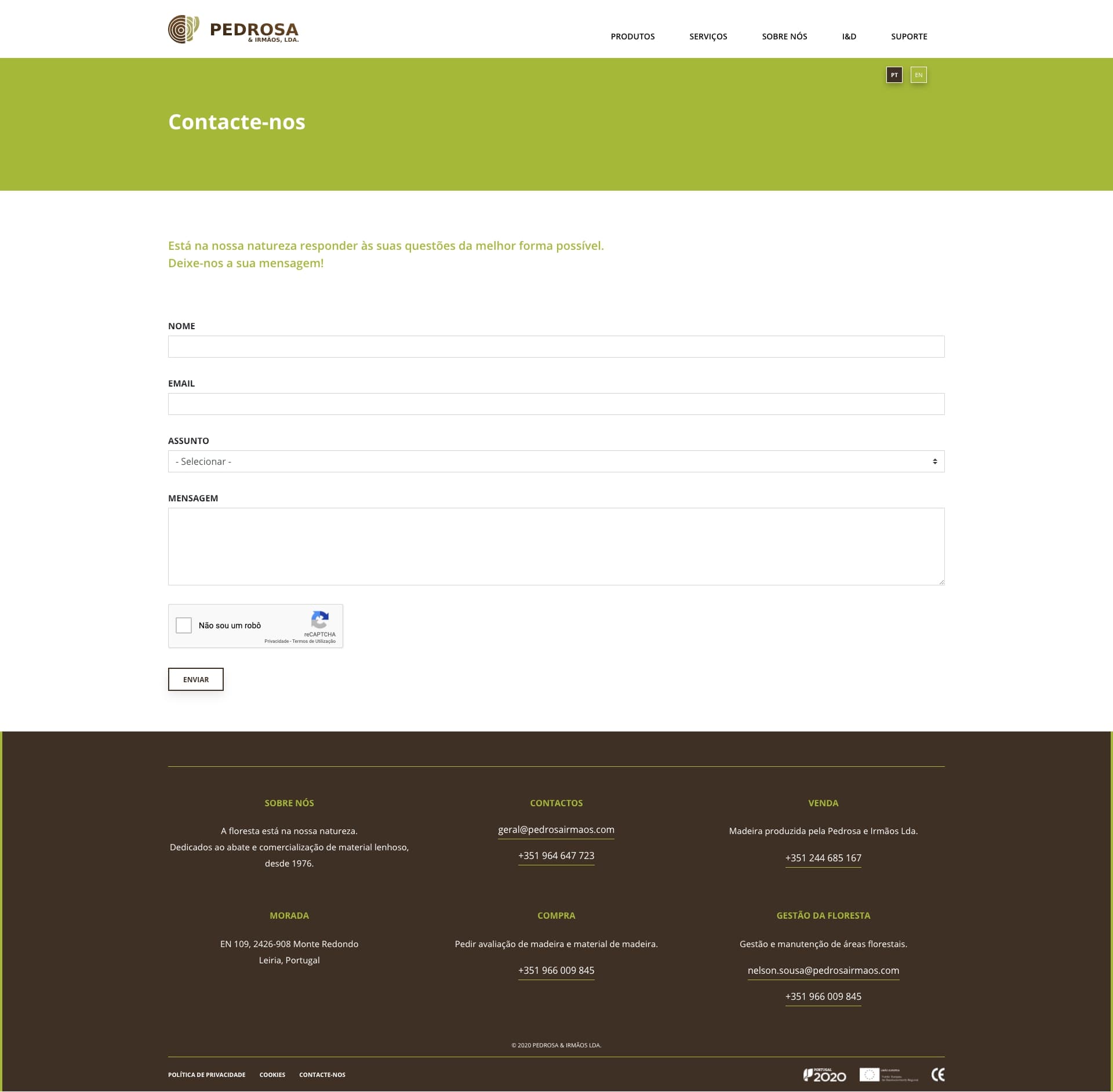 Contacte-nos page