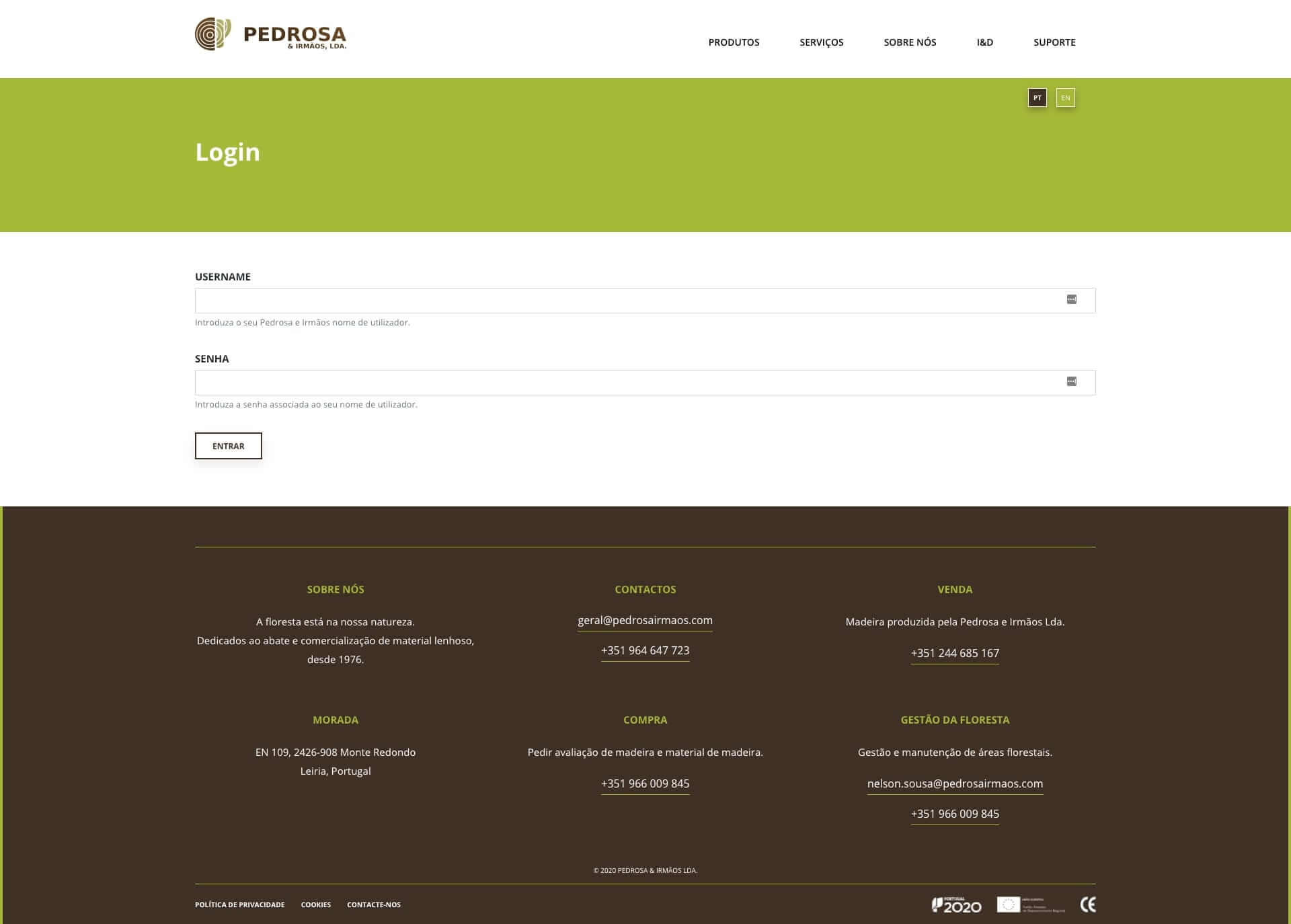 Login page