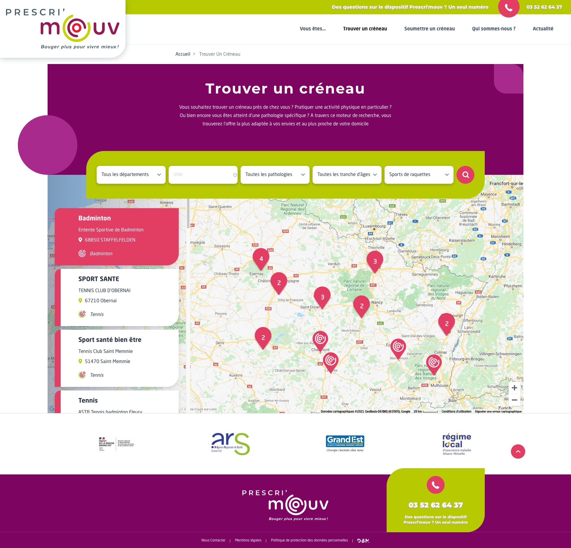Trouver un Créneau page