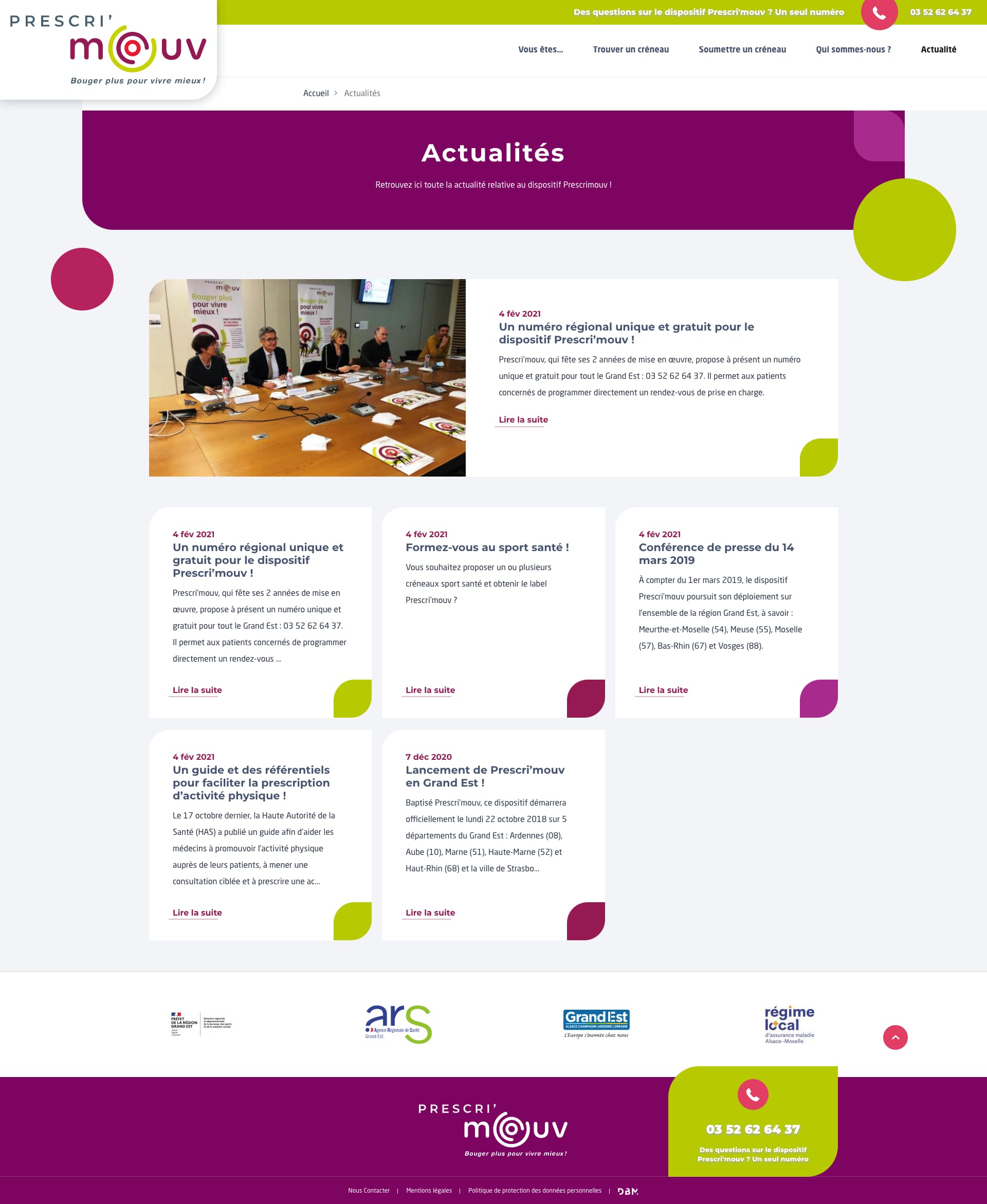 Actualités page
