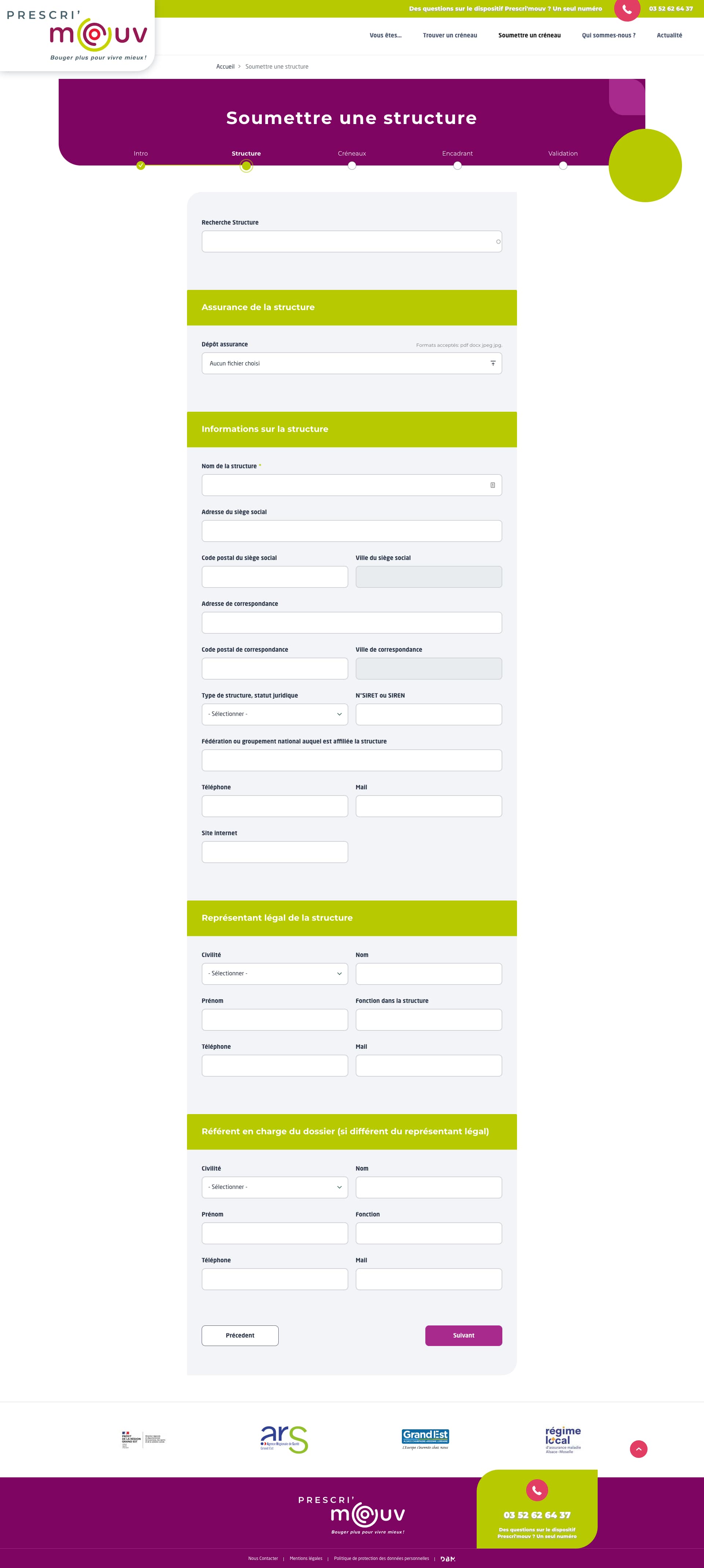 Soumettre une Structure - Structure page
