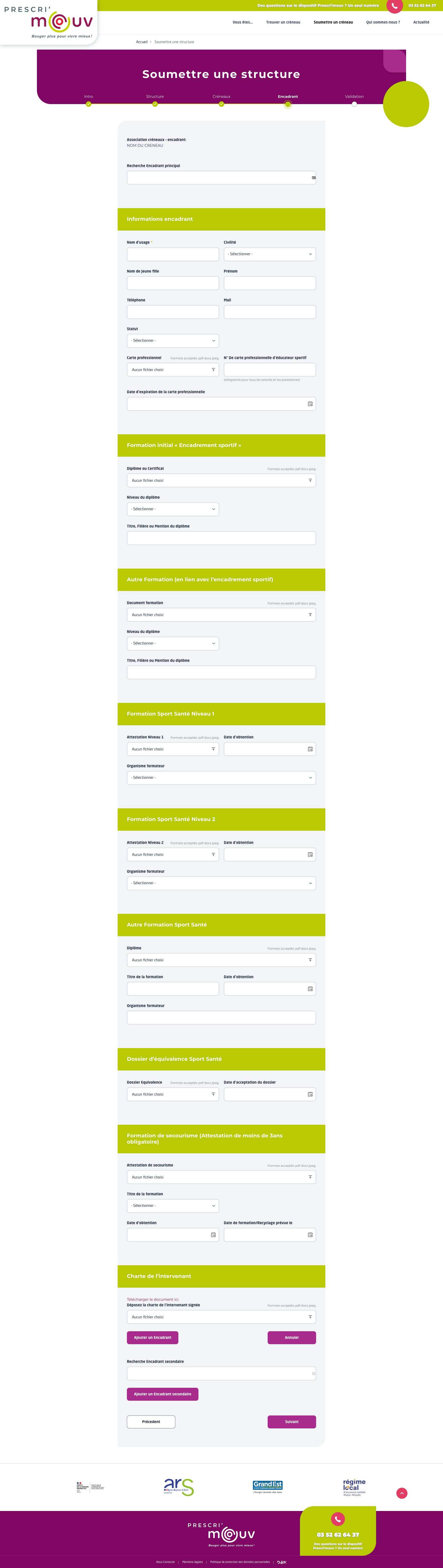 Soumettre une Structure - Encadrant page