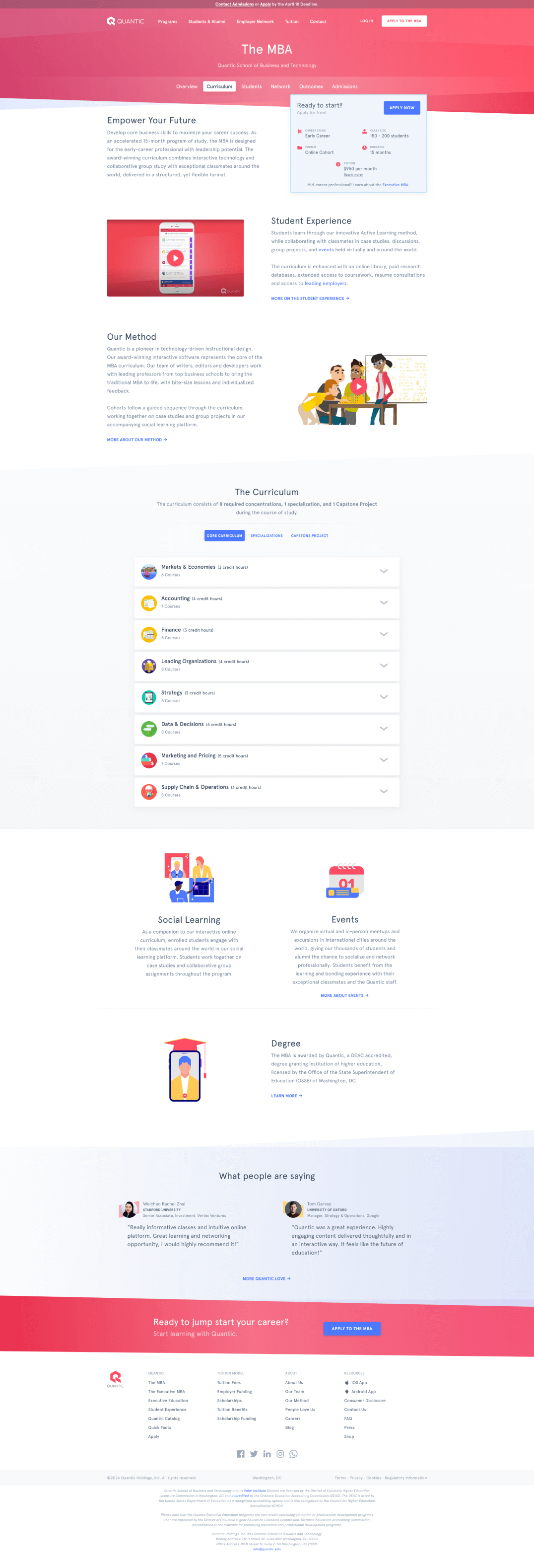 MBA Curriculum page