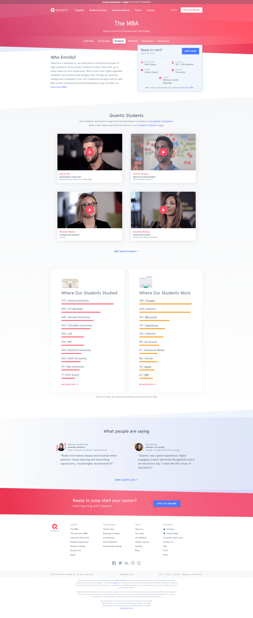 MBA Students page