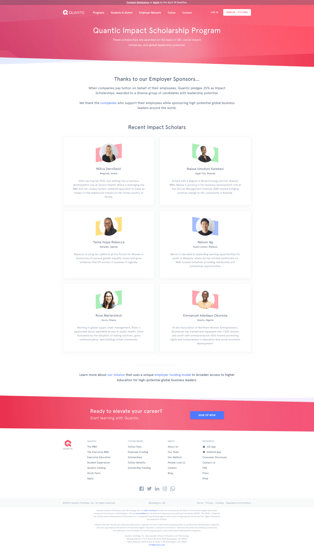 Impact Scholarship page