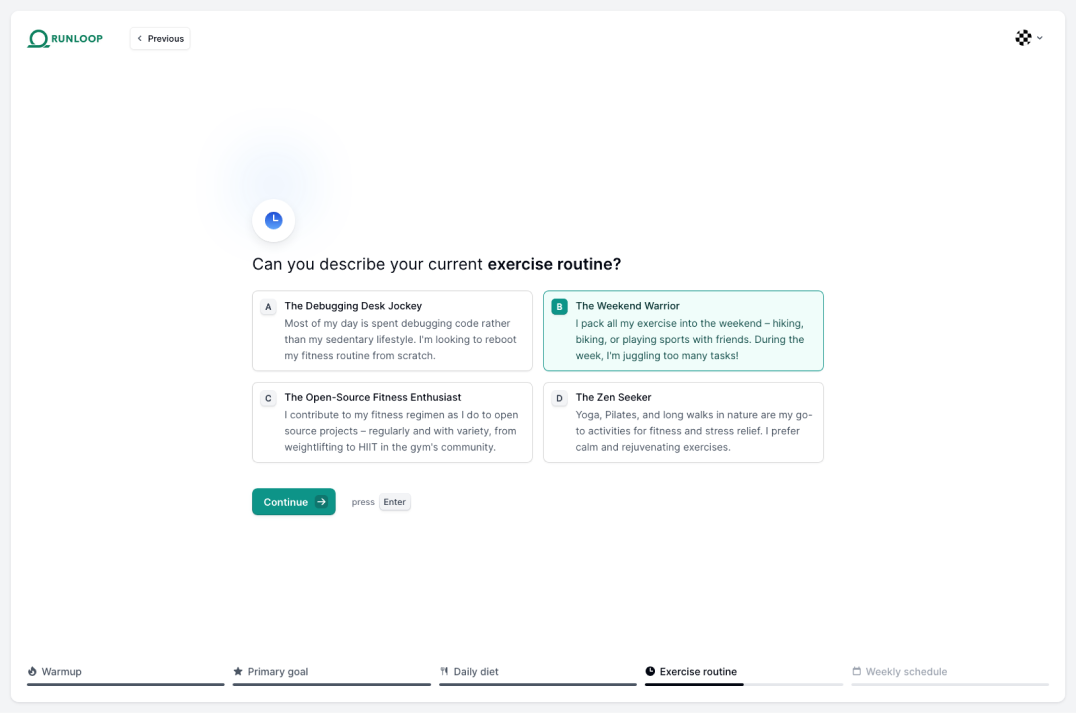 Personal Trainer Assistant - Exercise Routine Step page