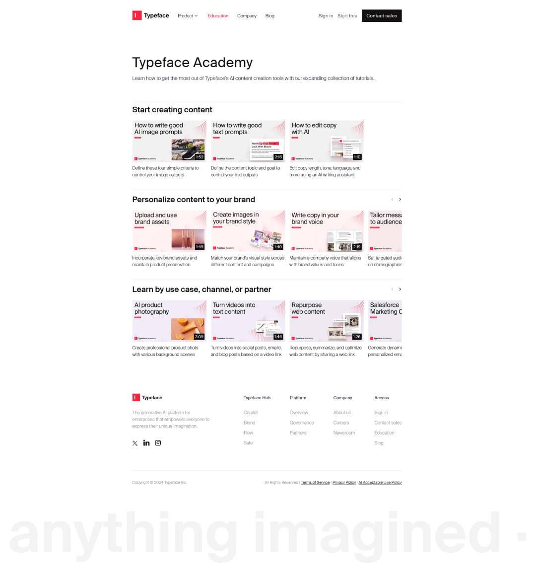 Typeface Academy page