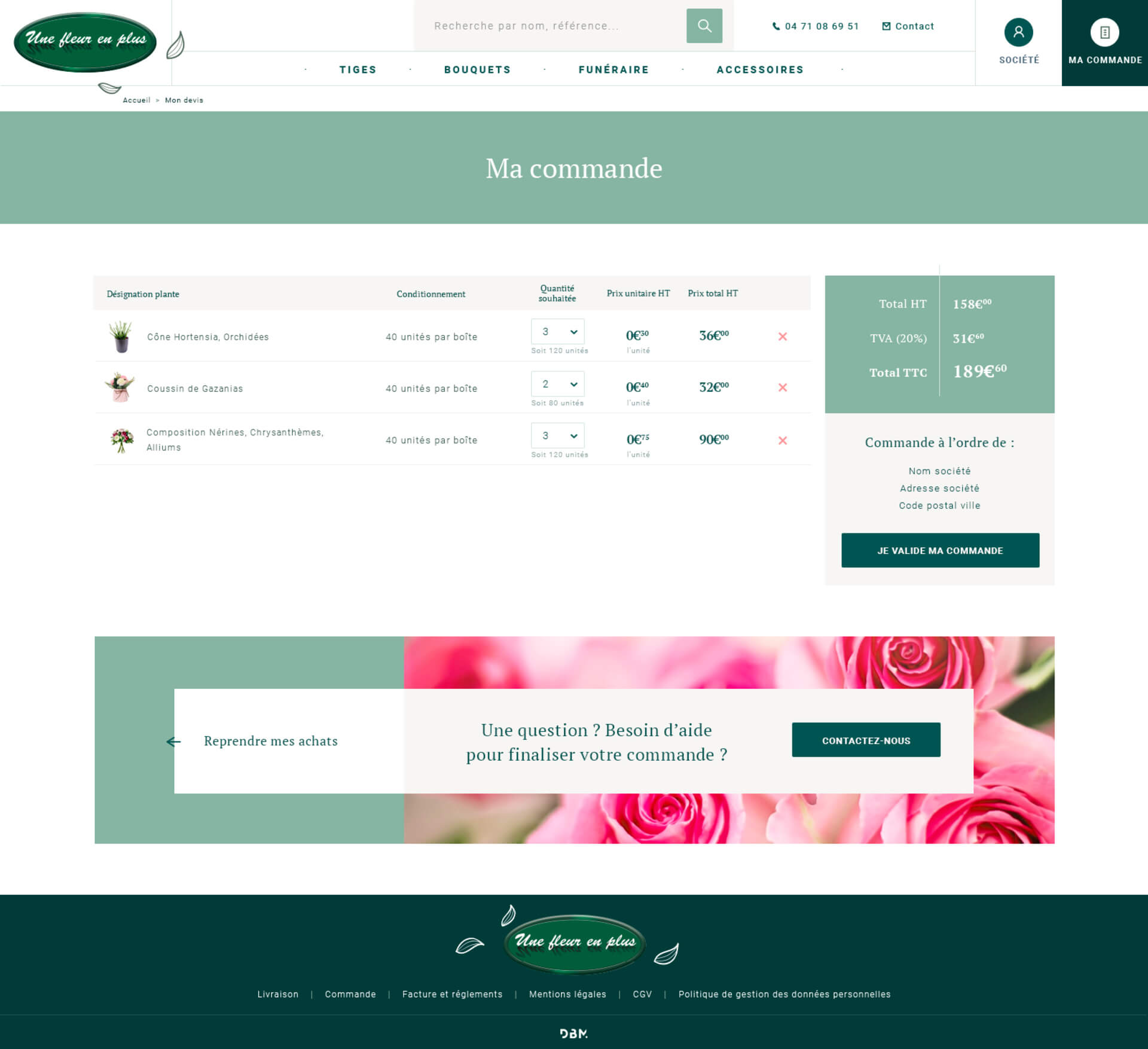 Cart page
