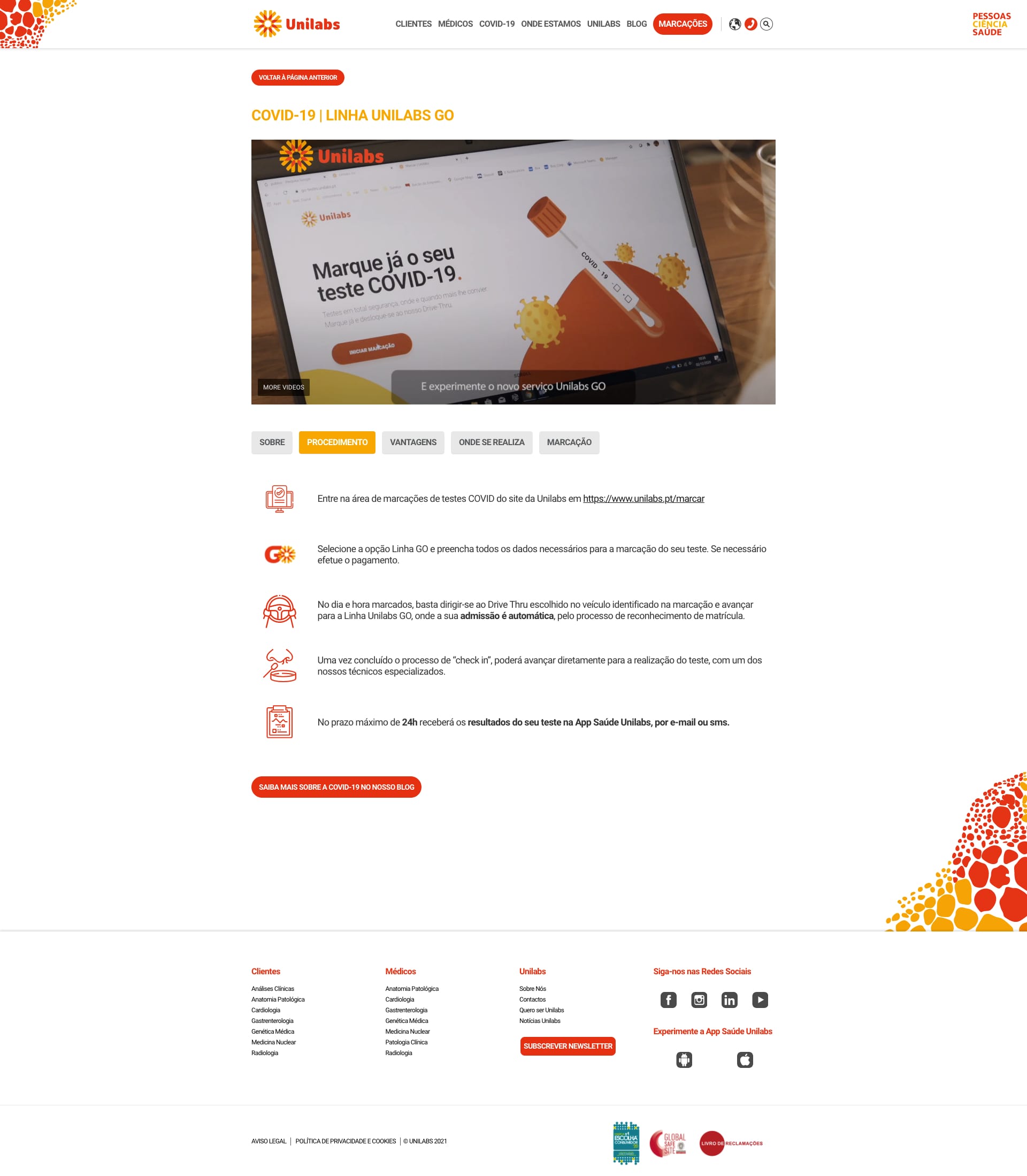 Clients - Differentiated Services - Unilabs Go page
