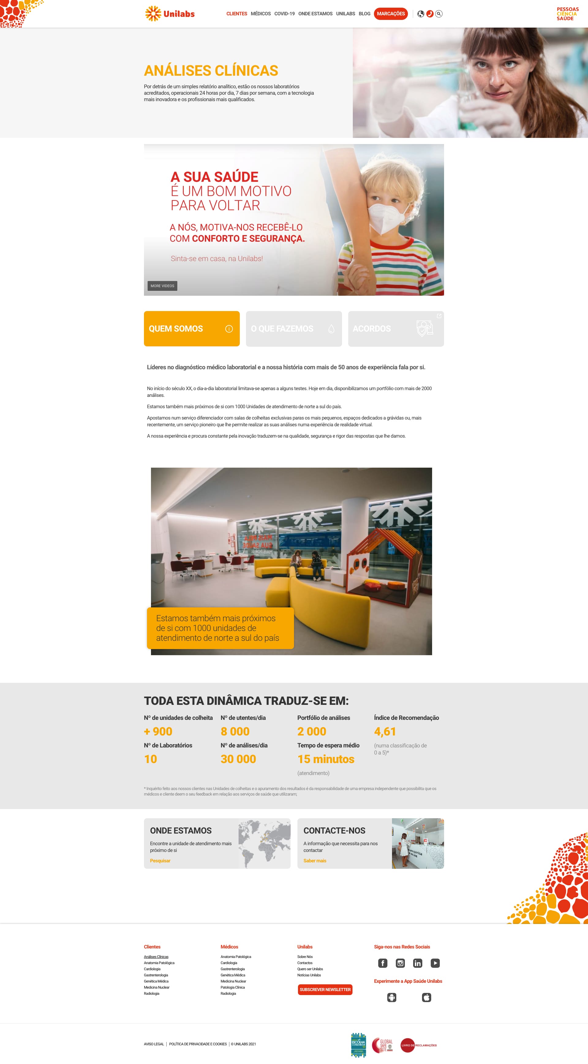Clients - Specialties - Clinical Analysis page