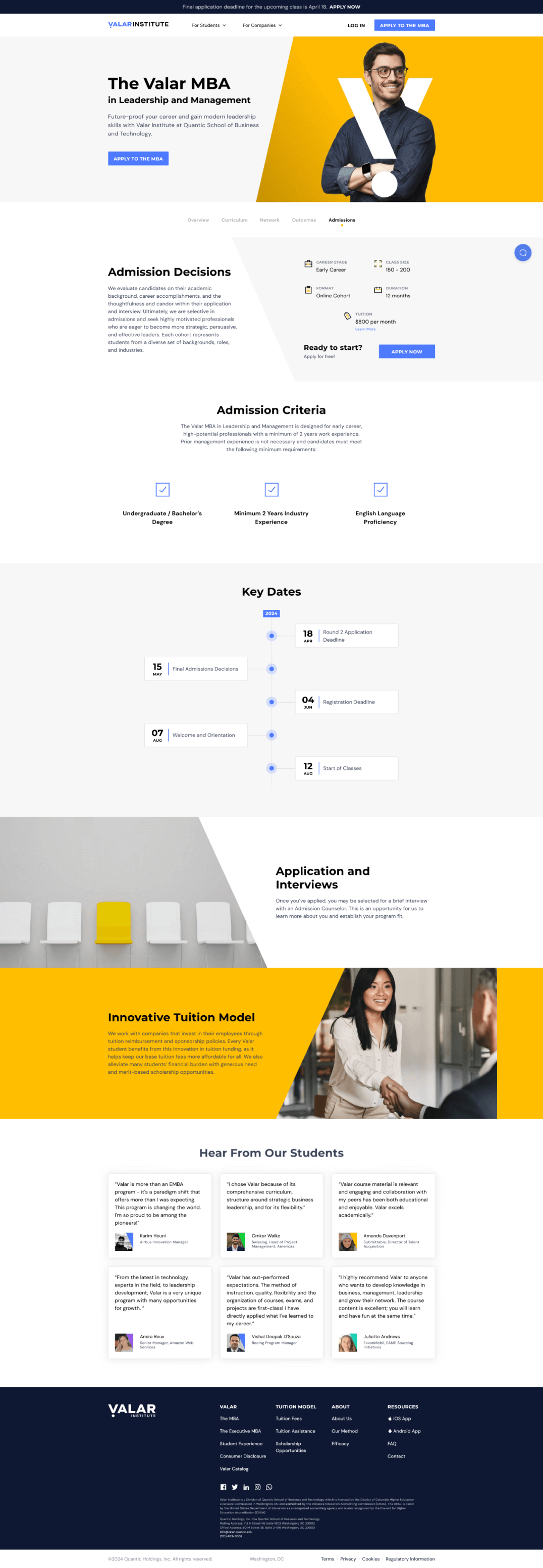 MBA Admissions page