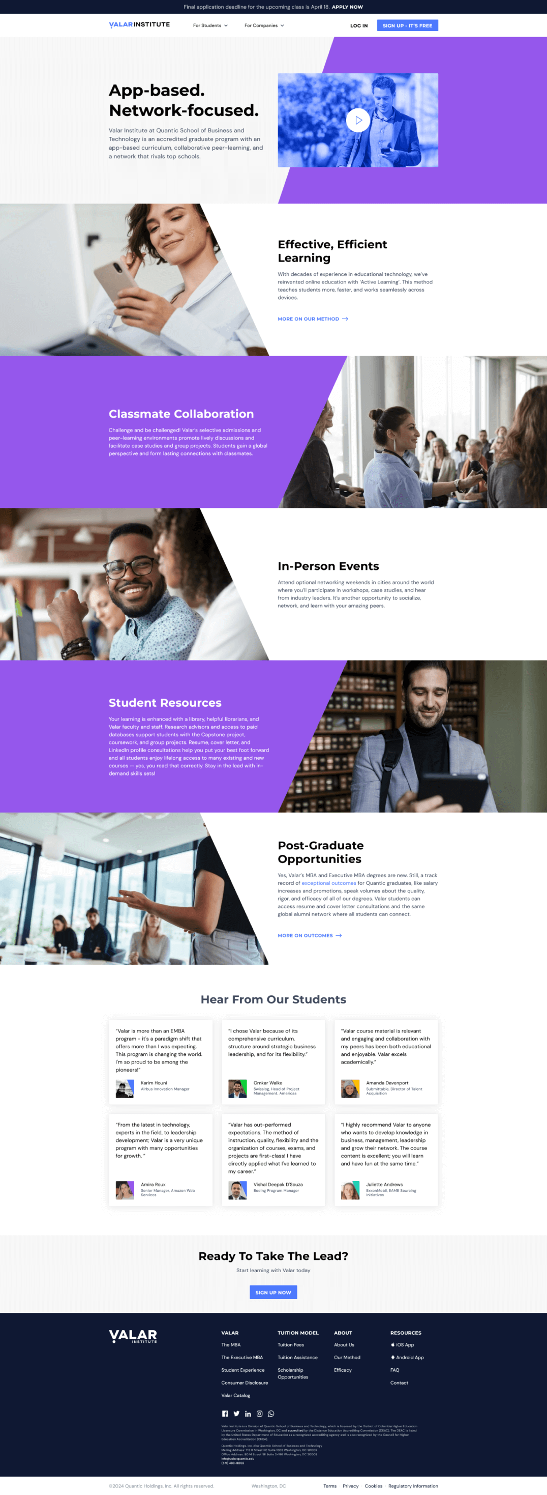 Student Experience page